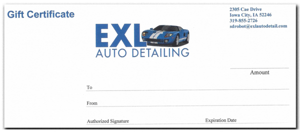 EXL Auto Detailing Gift Certificates